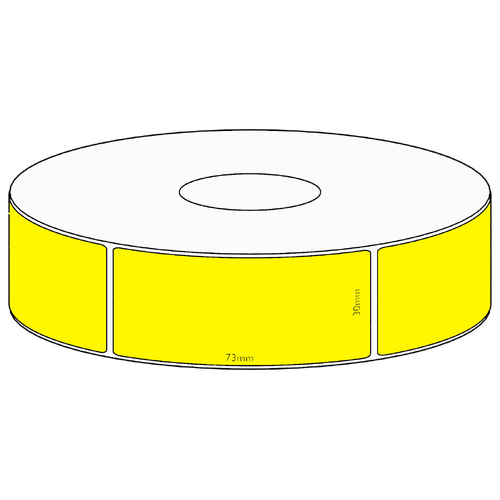 30x73mm Yellow Direct Thermal Permanent Label, 650 per roll, 38mm core