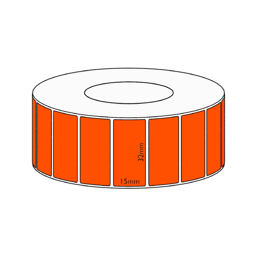 32x15mm Orange Direct Thermal Permanent Label, 8350 per roll, 76mm core
