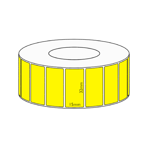 32x15mm Yellow Direct Thermal Permanent Label, 8350 per roll, 76mm core