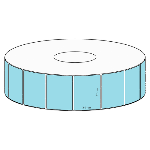 32x24mm Blue Direct Thermal Permanent Label, 1850 per roll, 38mm core