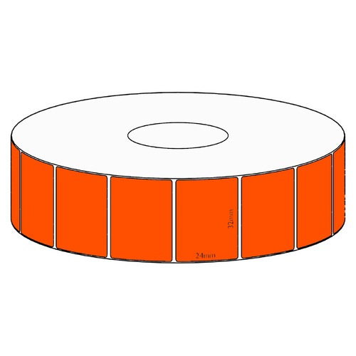 32x24mm Orange Direct Thermal Permanent Label, 1850 per roll, 38mm core