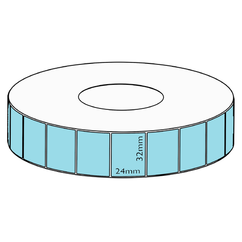 32x24mm Blue Direct Thermal Permanent Label, 5550 per roll, 76mm core