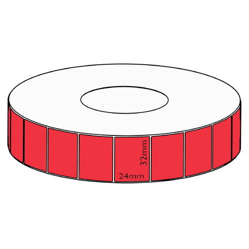 32x24mm Red Direct Thermal Permanent Label, 5550 per roll, 76mm core