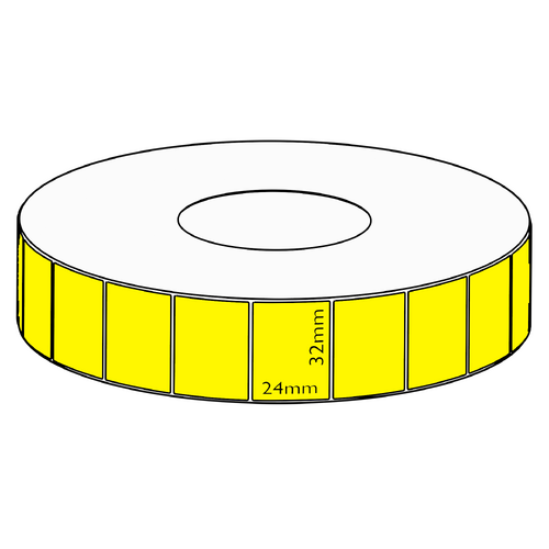 32x24mm Yellow Direct Thermal Permanent Label, 5550 per roll, 76mm core