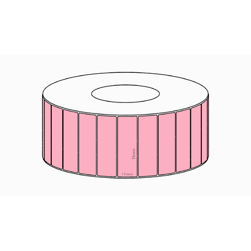 35x11mm Pink Direct Thermal Permanent Label, 10700 per roll, 76mm core