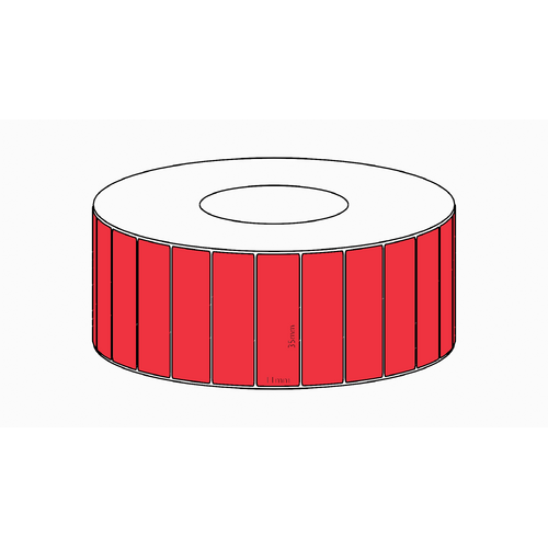 35x11mm Red Direct Thermal Permanent Label, 10700 per roll, 76mm core