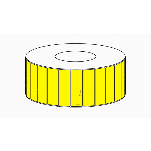 35x11mm Yellow Direct Thermal Permanent Label, 10700 per roll, 76mm core