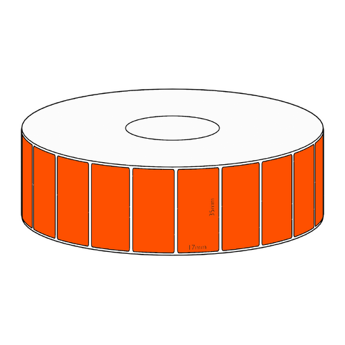 35x17mm Orange Direct Thermal Permanent Label, 2500 per roll, 38mm core