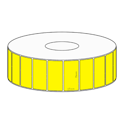 35x17mm Yellow Direct Thermal Permanent Label, 2500 per roll, 38mm core