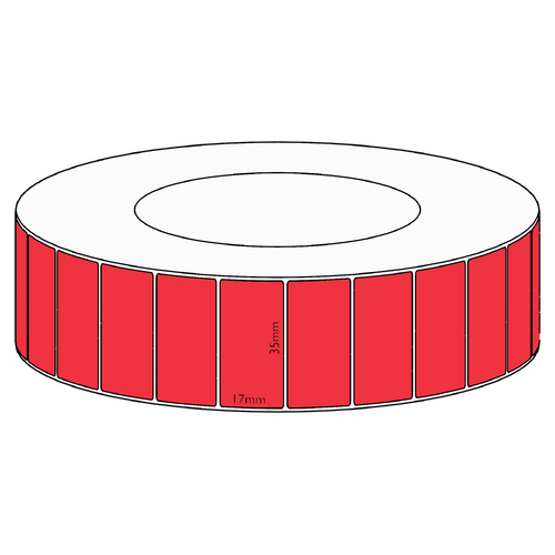 35x17mm Red Direct Thermal Permanent Label, 7500 per roll, 76mm core