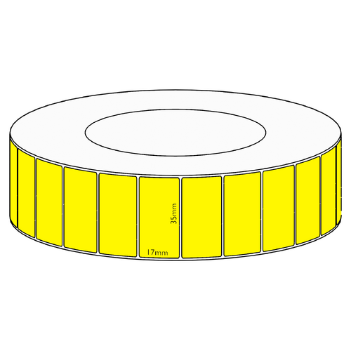 35x17mm Yellow Direct Thermal Permanent Label, 7500 per roll, 76mm core