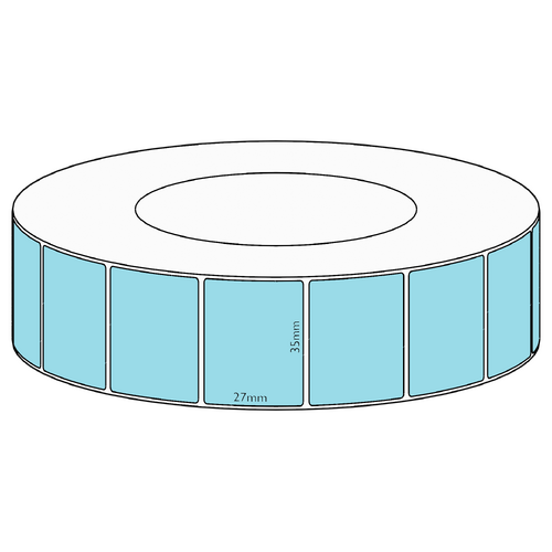 35x27mm Blue Direct Thermal Permanent Label, 5000 per roll, 76mm core