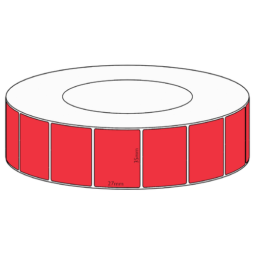 35x27mm Red Direct Thermal Permanent Label, 5000 per roll, 76mm core