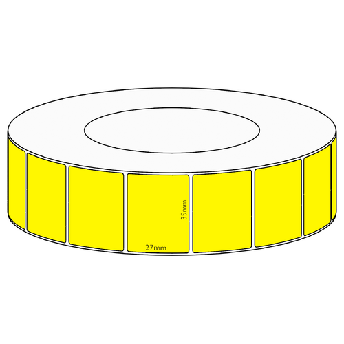 35x27mm Yellow Direct Thermal Permanent Label, 5000 per roll, 76mm core