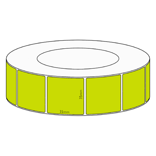 35x35mm Green Direct Thermal Permanent Label, 3950 per roll, 76mm core