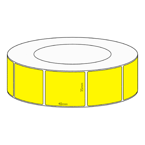 35x40mm Yellow Direct Thermal Permanent Label, 3500 per roll, 76mm core