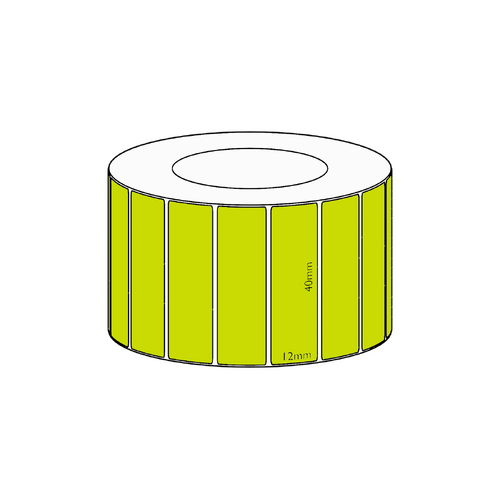 40x12mm Green Direct Thermal Permanent Label, 3350 per roll, 38mm core