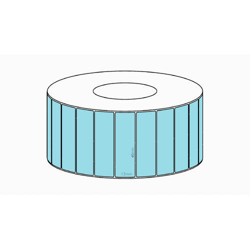 40x12mm Blue Direct Thermal Permanent Label, 10000 per roll, 76mm core