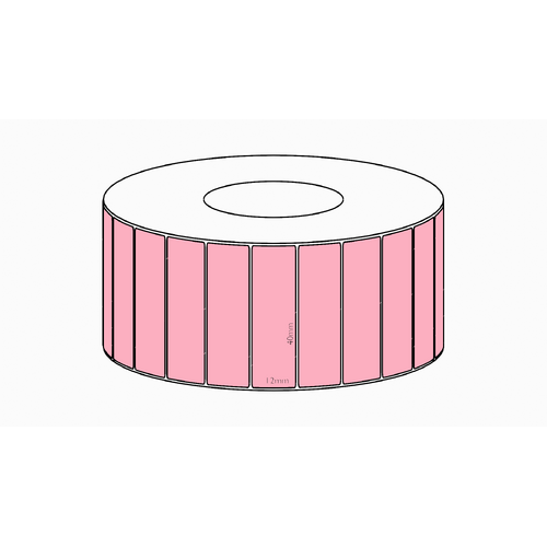 40x12mm Pink Direct Thermal Permanent Label, 10000 per roll, 76mm core