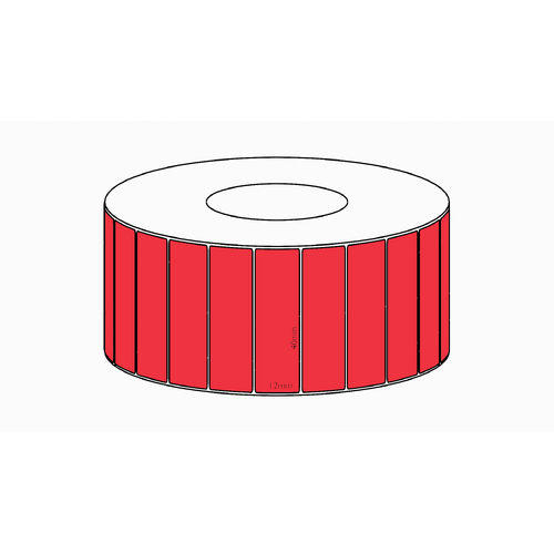 40x12mm Red Direct Thermal Permanent Label, 10000 per roll, 76mm core