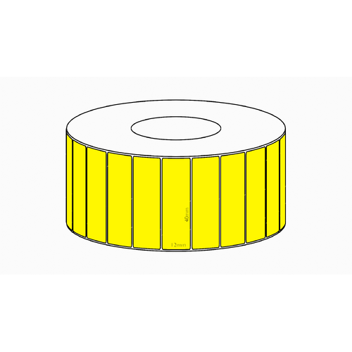 40x12mm Yellow Direct Thermal Permanent Label, 10000 per roll, 76mm core