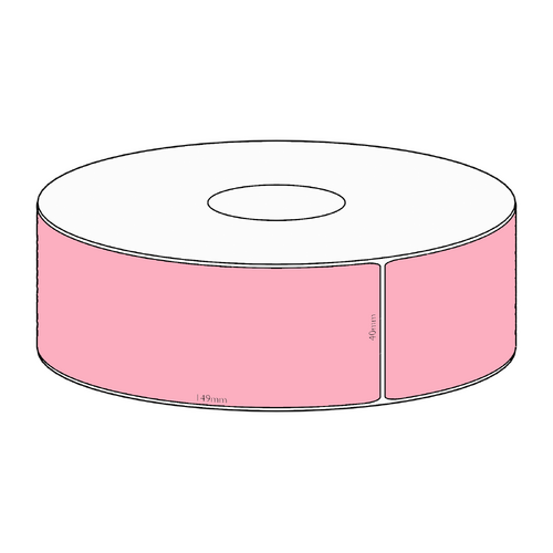 40x149mm Pink Direct Thermal Permanent Label, 350 per roll, 38mm core