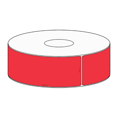 40x149mm Red Direct Thermal Permanent Label, 350 per roll, 38mm core