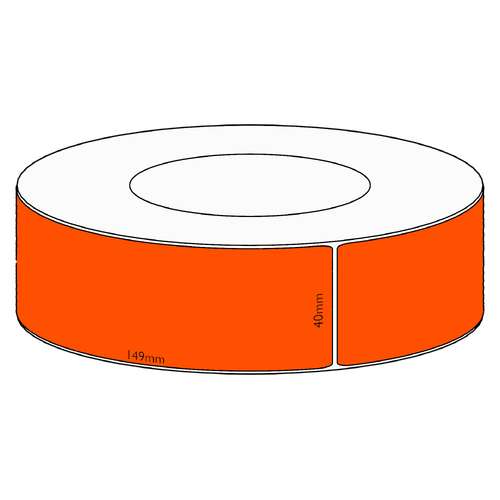 40x149mm Orange Direct Thermal Permanent Label, 1000 per roll, 76mm core