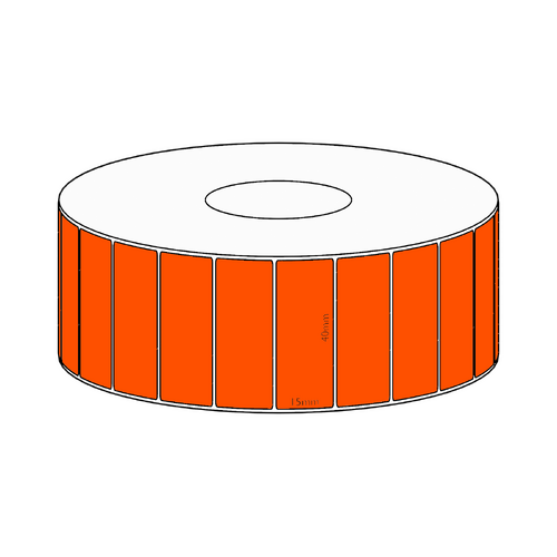 40x15mm Orange Direct Thermal Permanent Label, 2800 per roll, 38mm core