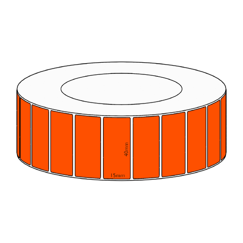 40x15mm Orange Direct Thermal Permanent Label, 8350 per roll, 76mm core