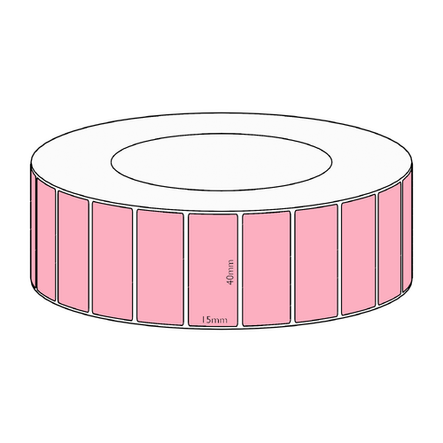 40x15mm Pink Direct Thermal Permanent Label, 8350 per roll, 76mm core