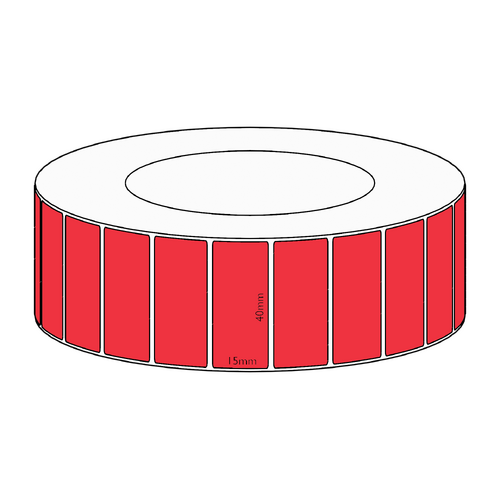 40x15mm Red Direct Thermal Permanent Label, 8350 per roll, 76mm core