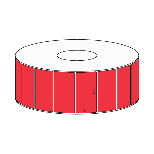 40x20mm Red Direct Thermal Permanent Label, 2150 per roll, 38mm core