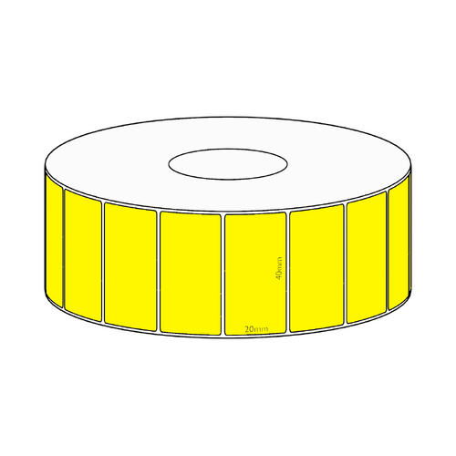 40x20mm Yellow Direct Thermal Permanent Label, 2150 per roll, 38mm core