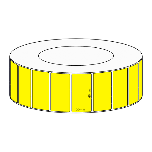 40x20mm Yellow Direct Thermal Permanent Label, 6500 per roll, 76mm core