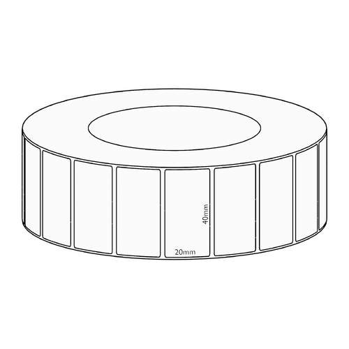 40x20mm Direct Thermal Permanent Label, 6500 per roll, 76mm core