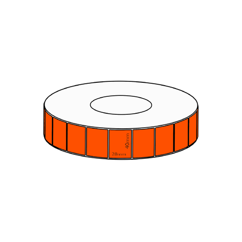 40x28mm Orange Direct Thermal Permanent Label, 4850 per roll, 76mm core