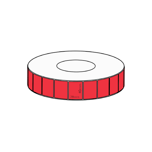 40x28mm Red Direct Thermal Permanent Label, 4850 per roll, 76mm core