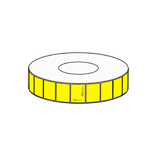 40x28mm Yellow Direct Thermal Permanent Label, 4850 per roll, 76mm core