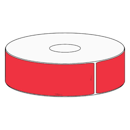 40x290mm Red Direct Thermal Permanent Label, 150 per roll, 38mm core