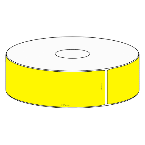 40x290mm Yellow Direct Thermal Permanent Label, 150 per roll, 38mm core