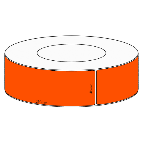 40x290mm Orange Direct Thermal Permanent Label, 500 per roll, 76mm core