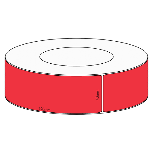 40x290mm Red Direct Thermal Permanent Label, 500 per roll, 76mm core