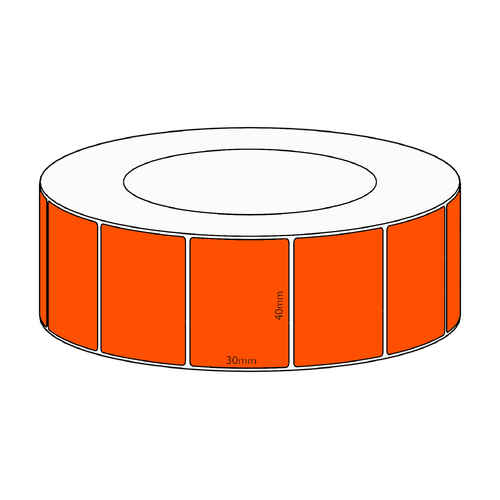 40x30mm Orange Direct Thermal Permanent Label, 4550 per roll, 76mm core