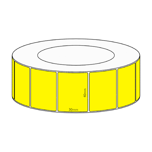 40x30mm Yellow Direct Thermal Permanent Label, 4550 per roll, 76mm core