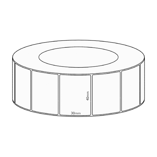 40x30mm Direct Thermal Permanent Label, 4550 per roll, 76mm core