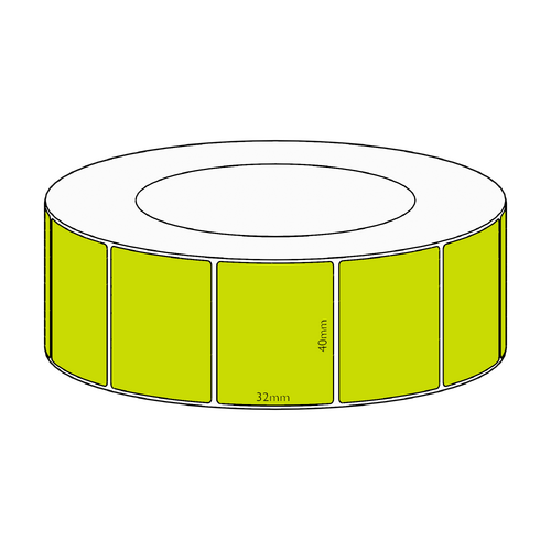 40x32mm Green Direct Thermal Permanent Label, 4300 per roll, 76mm core