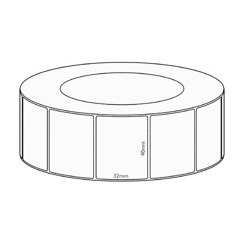 40x32mm Direct Thermal Permanent Label, 4300 per roll, 76mm core