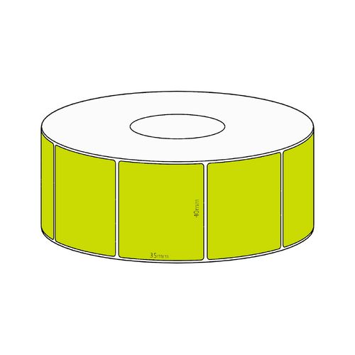 40x35mm Green Direct Thermal Permanent Label, 1300 per roll, 38mm core