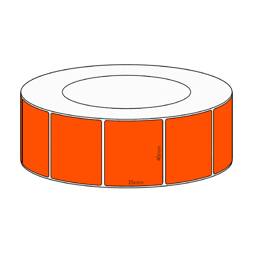 40x35mm Orange Direct Thermal Permanent Label, 3950 per roll, 76mm core